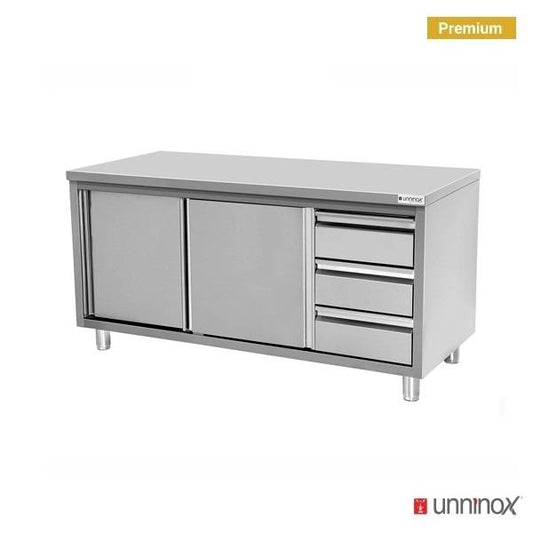 Work cabinets without upstand and 3 drawers Right