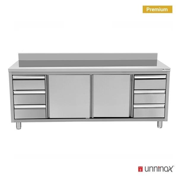 Work cabinets with upstand and 3+3 Drawers
