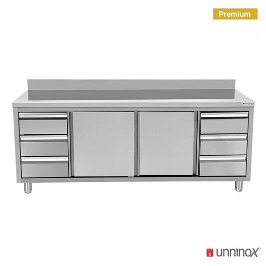 Work cabinets with upstand and 3+3 Drawers