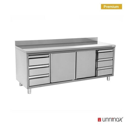 Work cabinets with upstand and 3+3 Drawers