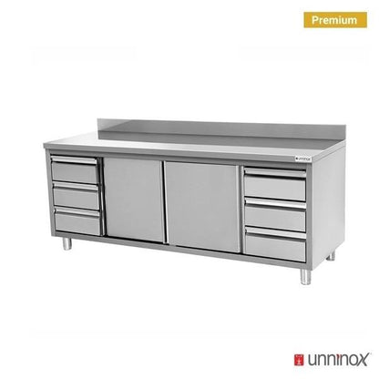 Work cabinets with upstand and 3+3 Drawers