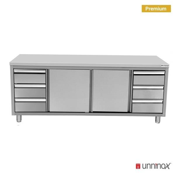 Work cabinets without upstand and 3+3 Drawers