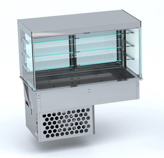 EINBAUKÜHLVITRINE ECKIG – MIT ROLLVORHANG 4/1 GN