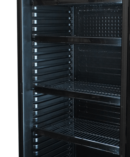 KÜHLSCHRANK 1 GLASTÜR SCHWARZ MIT CANOPY SVE-450 BLC