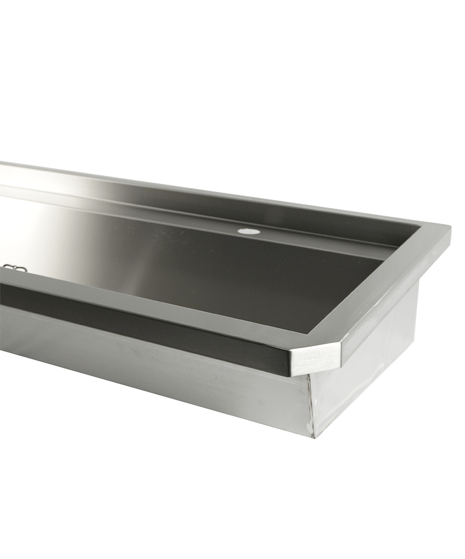 EDELSTAHL WASCHBECKEN 2 ABLASSHAHNE 1200MM
ABLAUFSTOPFEN UND SCHUTZWAND INKLUSIVE, EXKLUSIV HAHNE