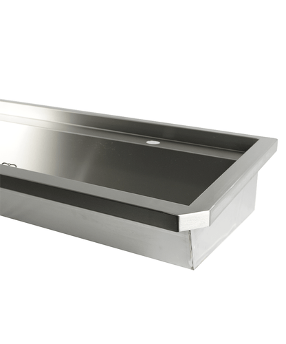 EDELSTAHL WASCHBECKEN 2 ABLASSHAHNE 1200MM
ABLAUFSTOPFEN UND SCHUTZWAND INKLUSIVE, EXKLUSIV HAHNE
