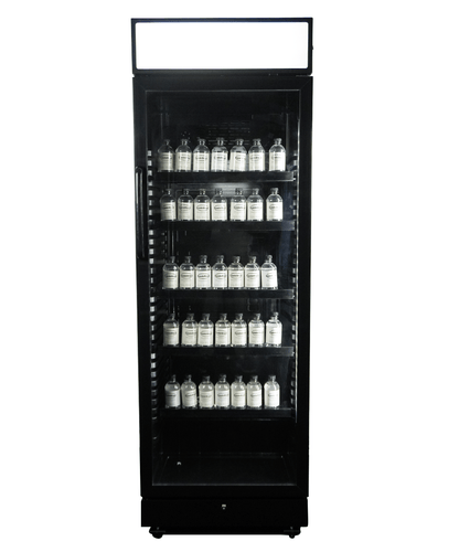 KÜHLSCHRANK 1 GLASTÜR SCHWARZ MIT CANOPY SVE-450 BLC
