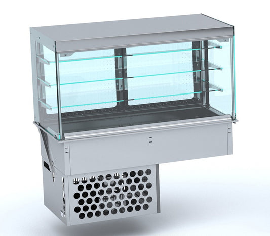 EINBAUKÜHLVITRINE ECKIG – GESCHLOSSEN 4/1 GN