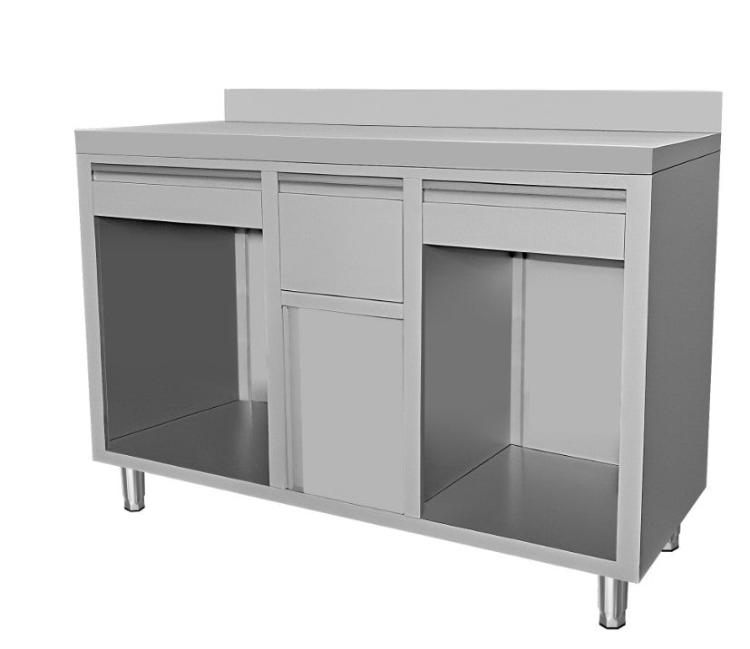 EDELSTAHL KAFFEE ARBEITSTISCH 1500X600X1150