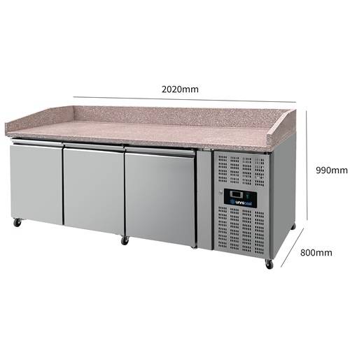 Pizzawerkbank – 3 Deuren – 202 × 80 × 100 cm