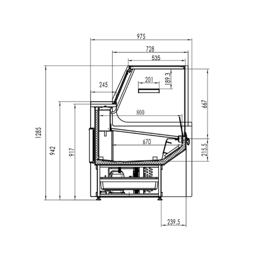 Gekoelde Vleesvitrine – 1880 mm Met Enkele Legplank
