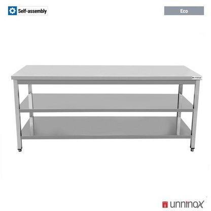 Arbeitstisch – Tiefe 700 mm, ohne Aufkantung, mit Doppelboden – 1600 × 700 × 850 mm
