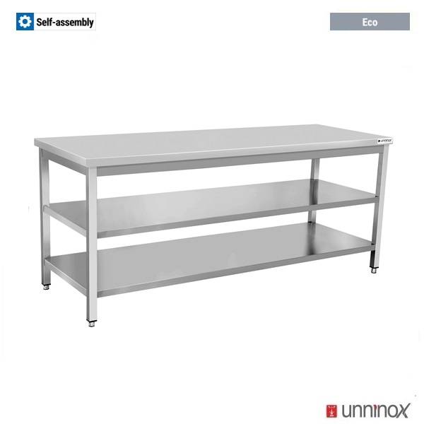Arbeitstisch – Tiefe 700 mm, ohne Aufkantung, mit Doppelboden – 700 × 700 × 850 mm