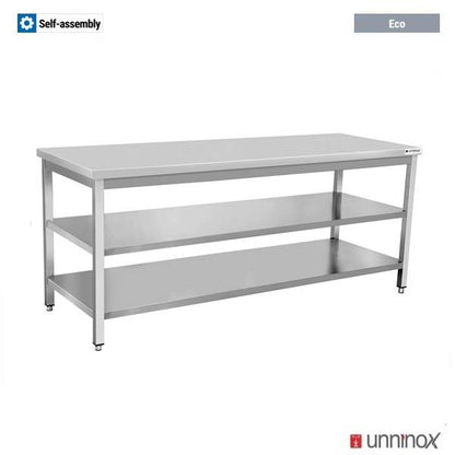 Arbeitstisch – Tiefe 700 mm, ohne Aufkantung, mit Doppelboden – 1000 × 700 × 850 mm