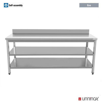 Arbeitstisch – Tiefe 600 mm, mit Aufkantung, mit Doppelboden – 1400 × 600 × 850 mm