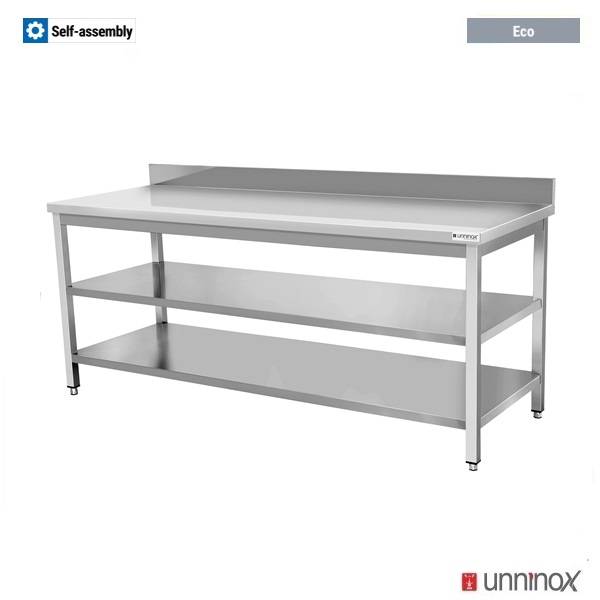 Arbeitstisch – Tiefe 600 mm, mit Aufkantung, mit Doppelboden – 700 × 600 × 850 mm