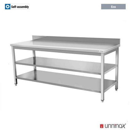 Arbeitstisch – Tiefe 600 mm, mit Aufkantung, mit Doppelboden – 700 × 600 × 850 mm