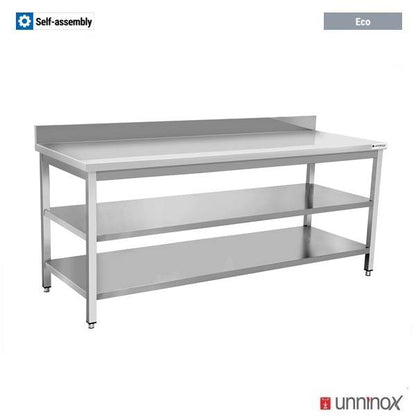 Arbeitstisch – Tiefe 700 mm, mit Aufkantung, mit Doppelboden – 1400 × 700 × 850 mm