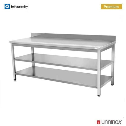 Arbeitstisch – Tiefe 700 mm, mit Aufkantung, mit Doppelboden – 160 × 70 × 85 cm