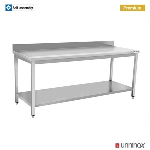 Arbeitstisch – Tiefe 700 mm, mit Aufkantung, mit Grundboden – 90 × 70 × 85 cm